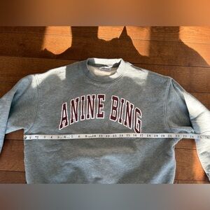 Anine Bing Heather Gray Sweatshirt with Burgundy Lettering